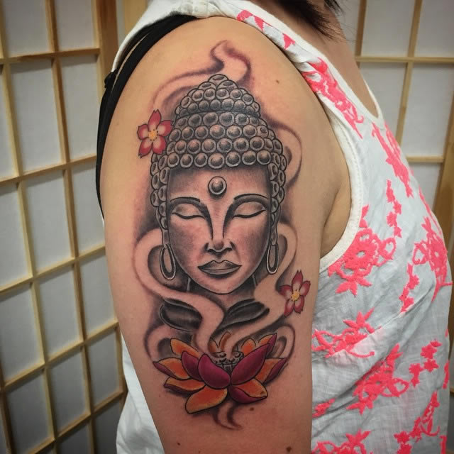 Check out this cool Buddha done last week custom drawn influenced by customers reference by Terry Frank